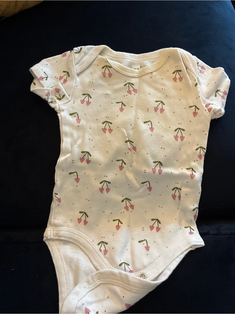 Carter's White Short-Sleeve Cherry Print One-Piece Bodysuit